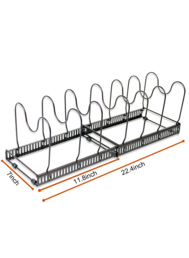 Expandable Pot and Pan Organizer Rack for Kitchen Cabinet – Adjustable Pan Holder - Image 2