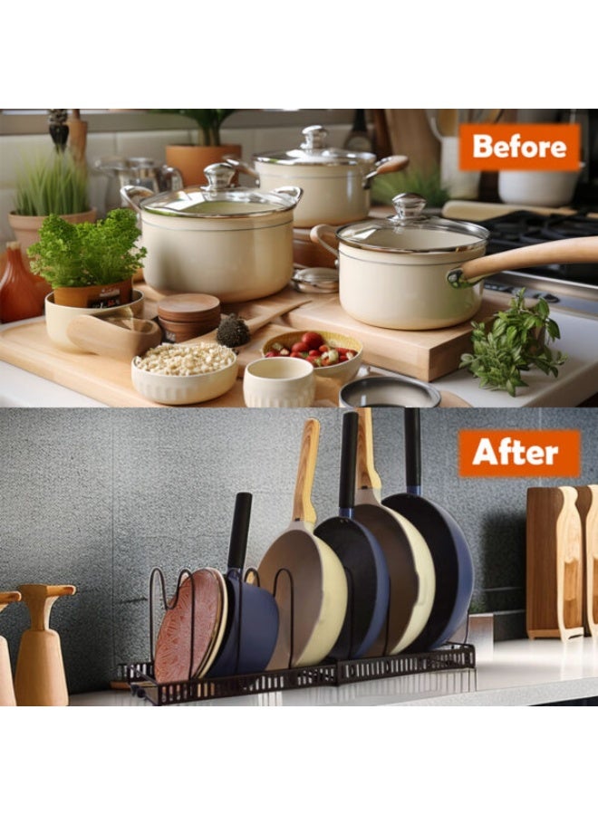 Expandable Pot and Pan Organizer Rack for Kitchen Cabinet – Adjustable Pan Holder - Image 3