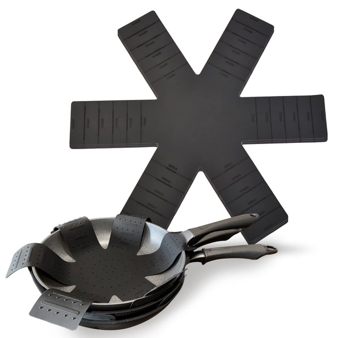POT AND PAN PROTECTORS FOR STACKING POT PAN SEPARATORS COOKWARE PROTECTOR 3 PACK DIVIDERS ANTISLIP FOLDABLE FOR MULTIPLE SIZES POTS AND PANS AVOID TO SCRATCHING OR MARRING