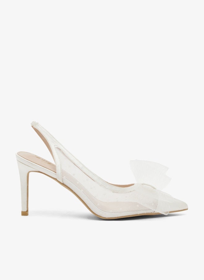 جينجر حذاء بكعب عالٍ شبكي بحزام خلفي مزين بفيونكة - Image 1