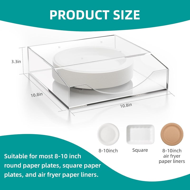 TPGP 8/9/10 Inch Paper Plate Dispenser - Sturdy Acrylic Holder for Kitchen and Outdoor Use - Image 2