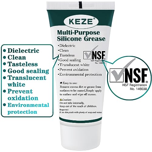 KEZE Silicone Grease Waterproof Food Grade Silicone Sealant Lubricant for Plumbers Valve Faucet O Rings 1 oz 3-Pack - Image 2