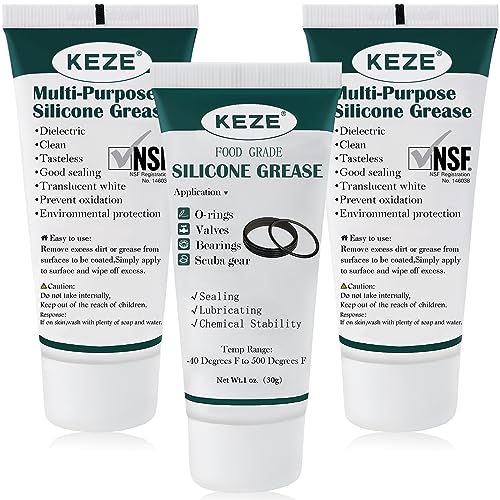 KEZE Silicone Grease Waterproof Food Grade Silicone Sealant Lubricant for Plumbers Valve Faucet O Rings 1 oz 3-Pack - Image 1