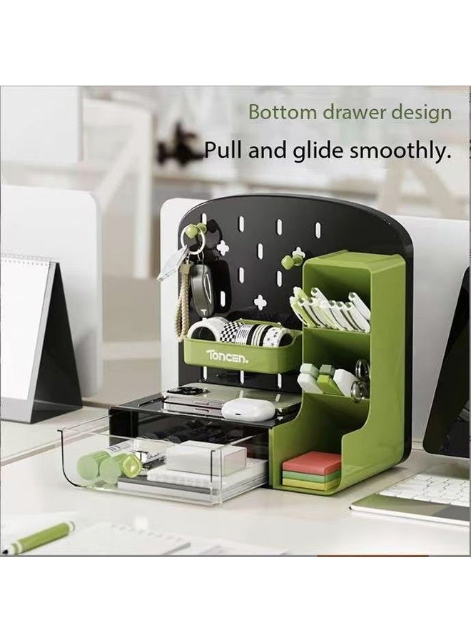 JCB CHIC Desktop Storage Box,Multifunction Miscellaneous Sorting Rack,Perforated Board ,Drawer Style,Pegboard Pen Holder Acrylic Desk  Stationery Sundries Organizer(TC-1001-white) - Image 5