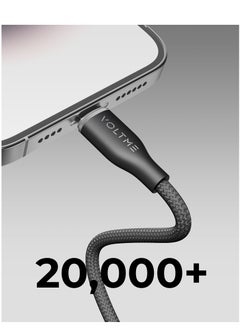 VOLTME USB C to Lightning Cable, PD 30W Powerlink RUGG Double Nylon Braided Fast Charging Cord (2.0m/6.6ft), USB 2.0 with 480Mbps Data Transfer Speed, Compatible with iPhone 14/14 Plus/14 Pro/14 Pro Max/iPhone 13/12/11/XS/Pro Max/Pro/Mini/SE, iPad 9, and More Devices (Black)  - Image 4
