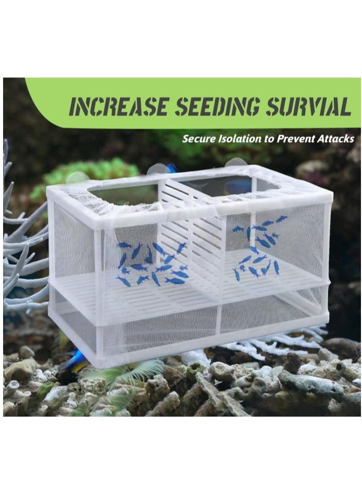 صندوق تربية الأسماك - صندوق تربية أسماك من شبكة النايلون، صندوق تربية صغار الأسماك، صندوق عائم للعزل والفصل، حجم كبير - Image 2