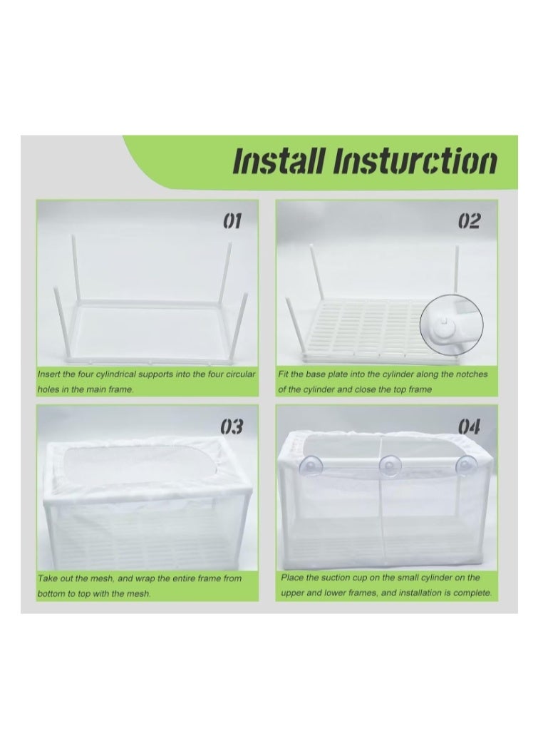 صندوق تربية الأسماك - صندوق تربية أسماك من شبكة النايلون، صندوق تربية صغار الأسماك، صندوق عائم للعزل والفصل، حجم كبير - Image 4