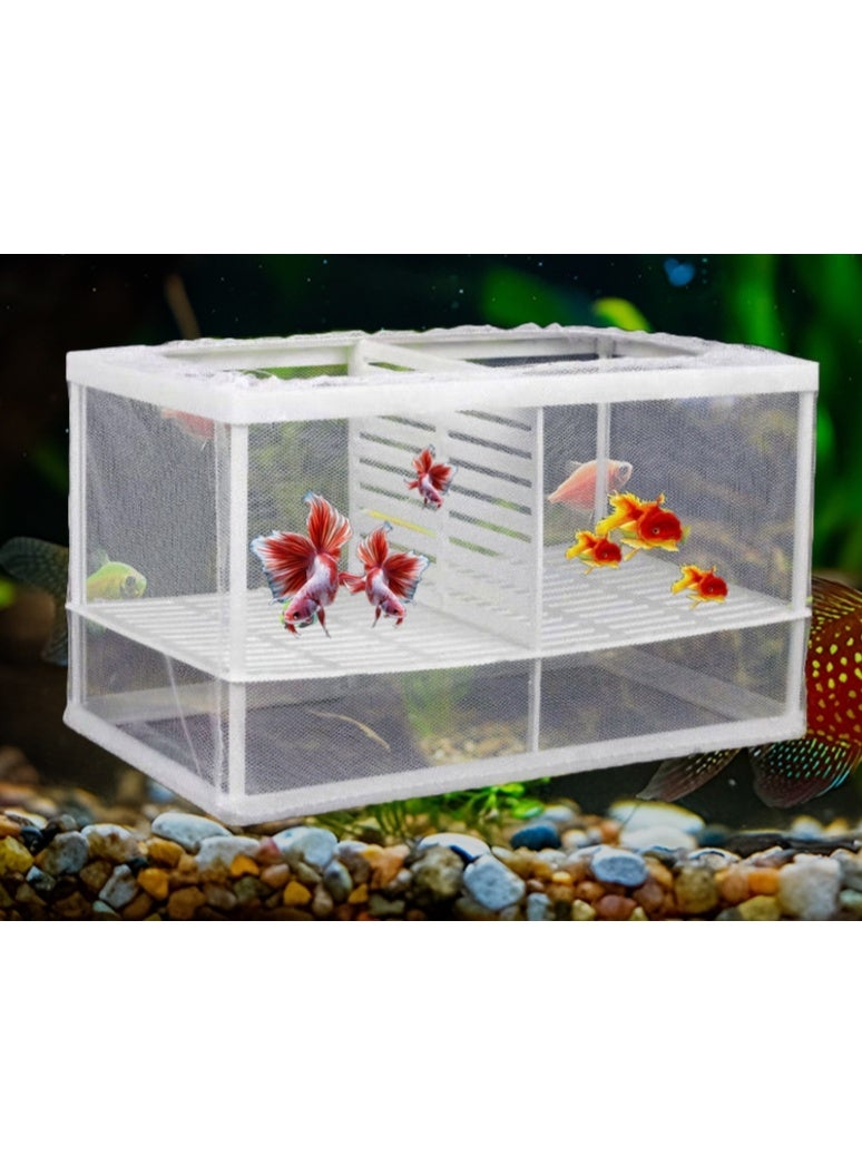 صندوق تربية الأسماك - صندوق تربية أسماك من شبكة النايلون، صندوق تربية صغار الأسماك، صندوق عائم للعزل والفصل، حجم كبير - Image 1