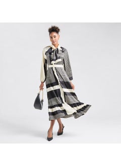 FAV All-Over Print Shirt Dress with Long Sleeves and Flounce Hem  - Image 2