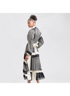 FAV All-Over Print Shirt Dress with Long Sleeves and Flounce Hem  - Image 4