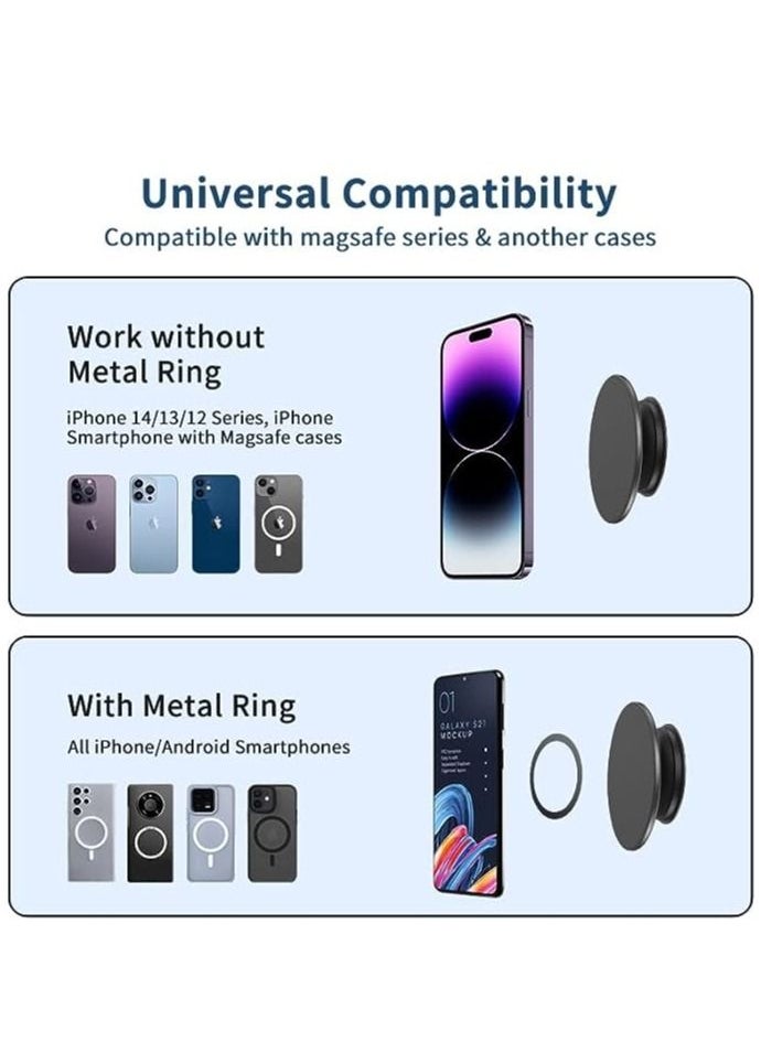 YoYoTech POP MAG Grip Magnetic Phone Holder for Phone and Tablets with Expanding Kickstand Function Swappable Top Magnetic Mobile Phone Holder Purple  - Image 2