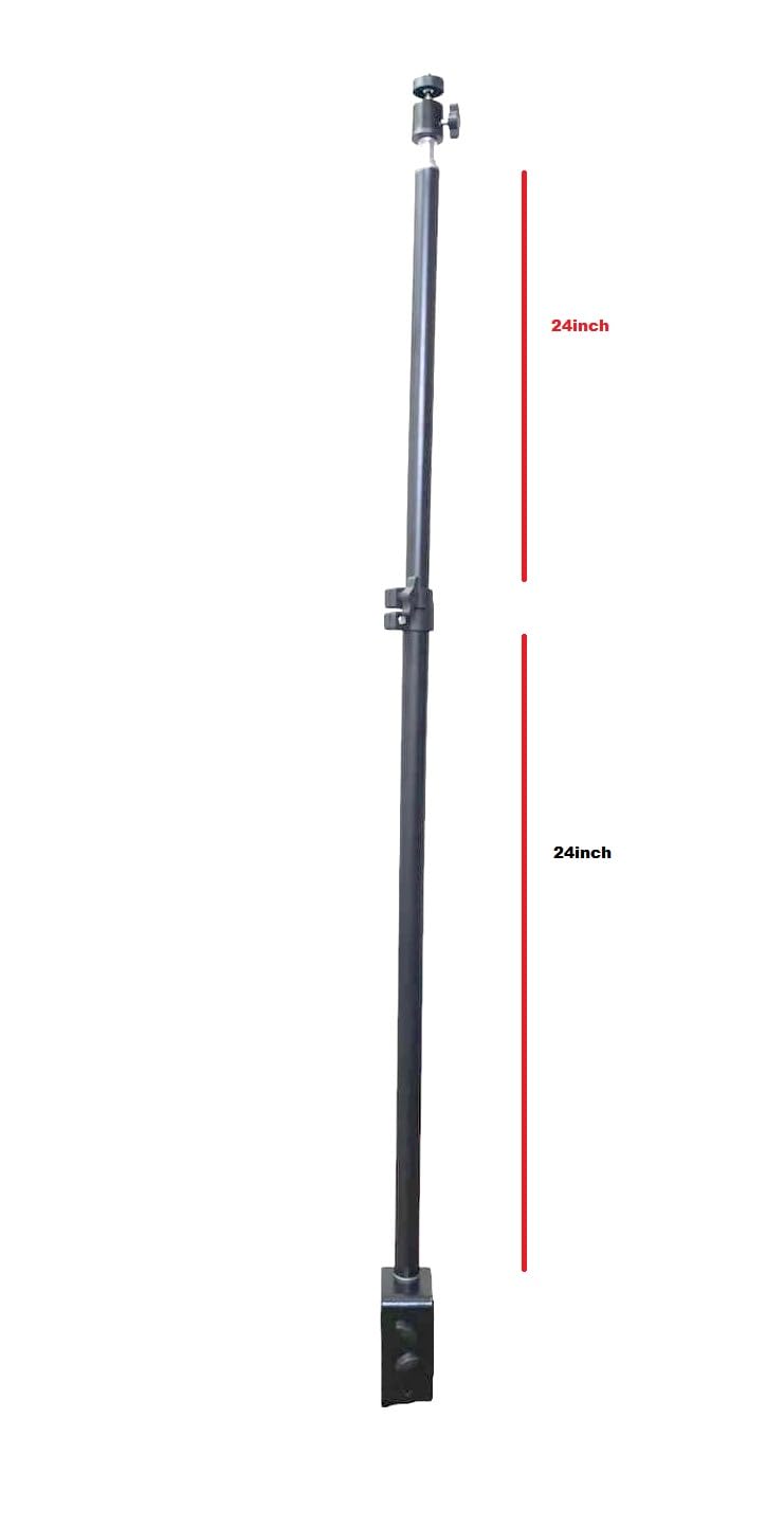 SHOPEE حامل ضوء طاولة مع مشبك وحامل بمسمار 1/4 بوصة للإضاءة الدائرية وإضاءة LED، معدني، سعة تحميل 5 كجم/11 رطل، قابل للتعديل من 24-48 بوصة/61-122 سم للبث المباشر، تصوير الفيديو - Image 2