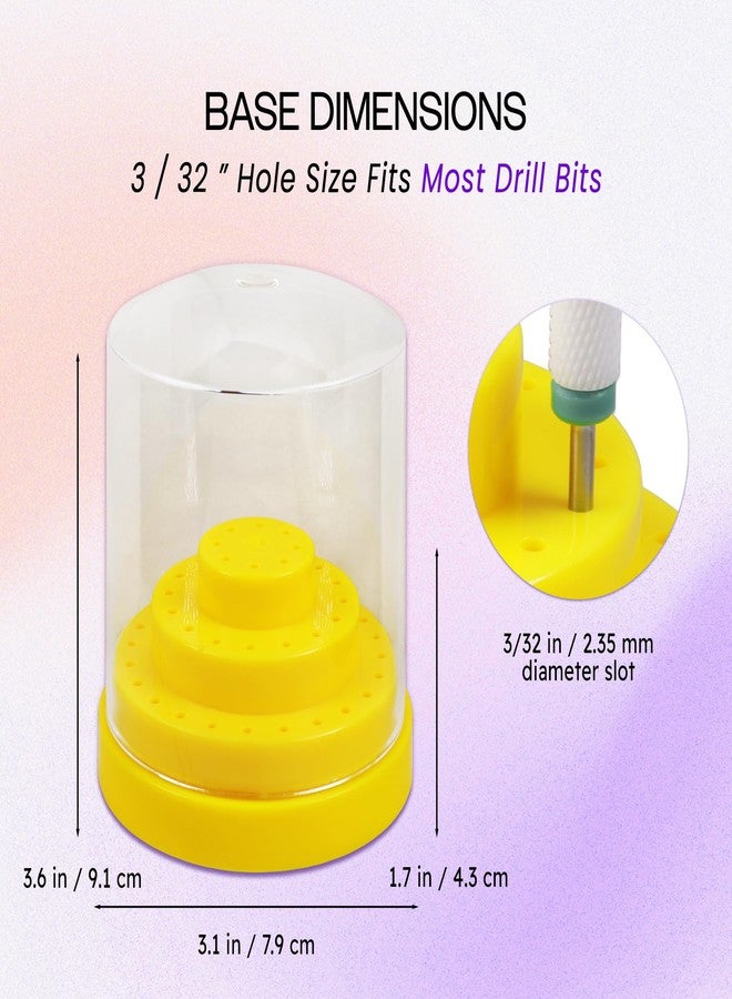 PANA Round Cake Tier Nail Drill Bit Holder Display Organizer Case - Dustproof Carbide Bit Storage Container Box For Manicure Tools Nail Salon - 48 Holes Yellow (Drill Bits Not Included) - Image 3
