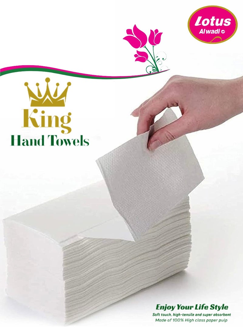 Lotus Alwadi 150-Sheet 1 Ply, Pack Of 16  VIP King Interfold Hand Tissue, 34GSM(Thickness), White, 24x21cm, lotus Alwadi  - Image 4