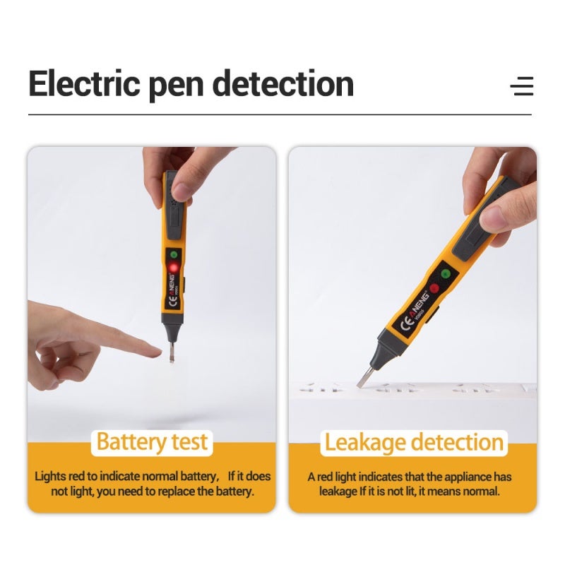 Electric Voltage Tester Black & Orange: ABS Insulating Material Safety Guarantee - Non-contact Pen Tester With Induction & Zero/Live Wire Detection for Electricians & Home Electrical Inspection - Image 5