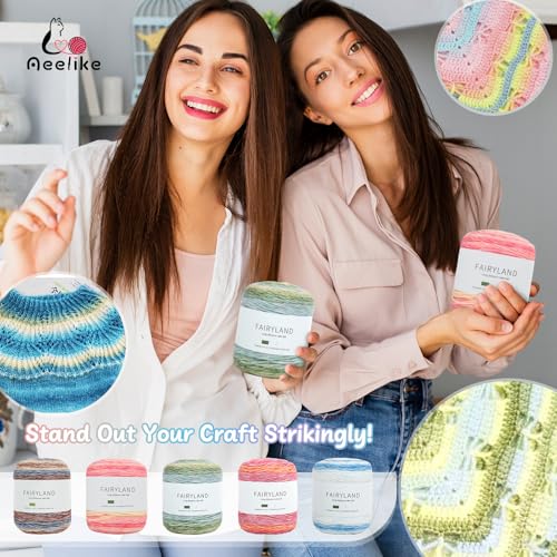 Aeelike Gradient Yarn for Crocheting, 3 Skeins Cake Yarns 100g (3.52 oz) 245m (267 Yards) # 3 Light Weight Super Soft Ombré Yarns for Making Blanket Scarves Sweaters, Blue White Gradient - Image 5
