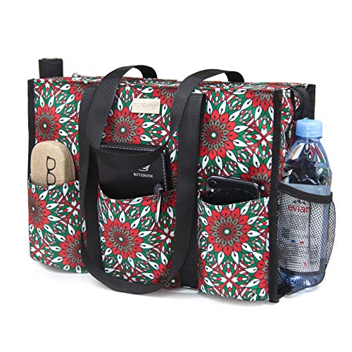 TOPDesign Utility Water Resistant Tote Bag with 13 Exterior Interior Pockets Top Zipper Closure Thick Bottom Support for Working Women Teachers Nurses Accountants Yoga Meditation - Image 1