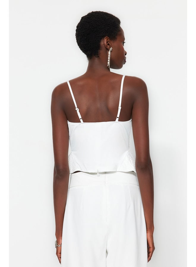 trendyol Ecru Crop Lined Knitted Bustier TPRSS23BS00050  - Image 3