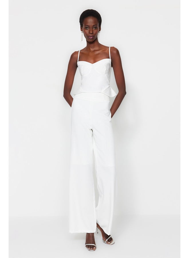 trendyol Ecru Crop Lined Knitted Bustier TPRSS23BS00050  - Image 2
