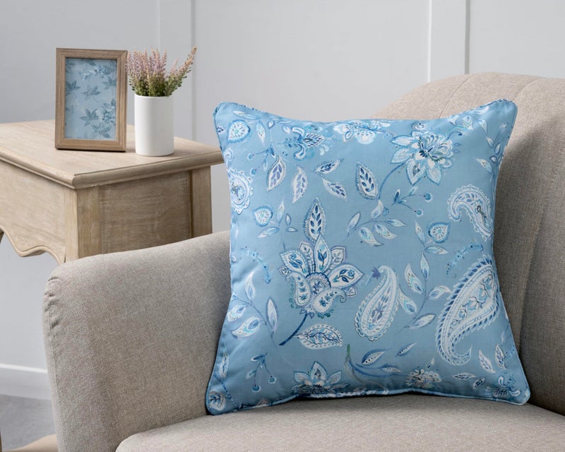 ميزون دي هيرمين Maison D 'Hermine Devinative Palow Cover 100 ٪ Cotton 18 "" x18 "" Cushion Square Develable Cushion مع سحاب غير مرئي لأريكة غرفة نوم Ramage - الصلب الأزرق - الربيع/الصيف - Image 2