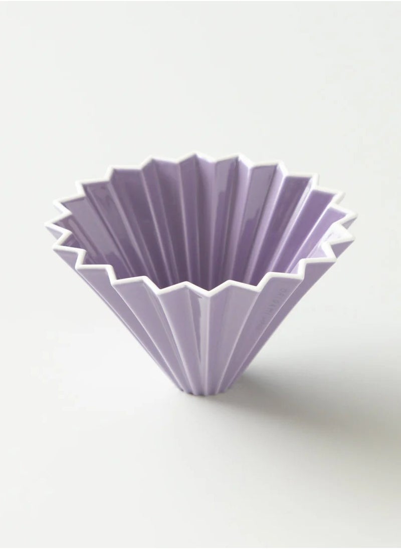 Origami - Ceramic Dripper M with Plastic Holder - Pour Over Coffee Maker - Compatible with VCF-02 and Wave 185 filters - Color Purple - Image 1