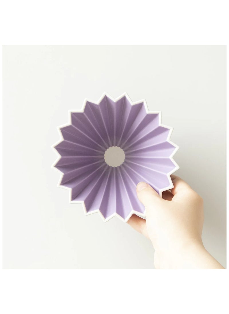 Origami - Ceramic Dripper M with Plastic Holder - Pour Over Coffee Maker - Compatible with VCF-02 and Wave 185 filters - Color Purple - Image 1