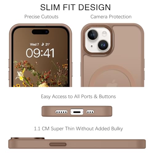 BENTOBEN Compatible with iPhone 15 Plus Case, Translucent Matte Slim Shockproof Magnetic Phone case [Compatible with MagSafe] Women Men Girl Boy Protective Cover for iPhone 15 Plus, Brown - Image 2