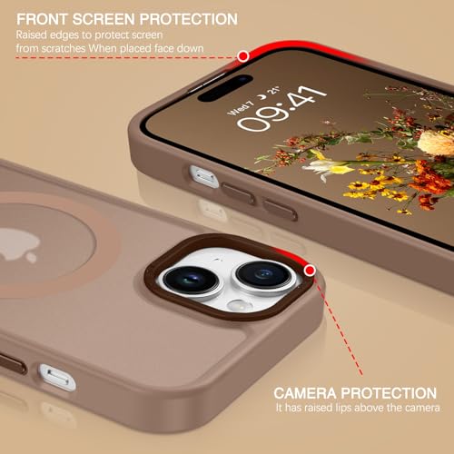 BENTOBEN Compatible with iPhone 15 Plus Case, Translucent Matte Slim Shockproof Magnetic Phone case [Compatible with MagSafe] Women Men Girl Boy Protective Cover for iPhone 15 Plus, Brown - Image 5