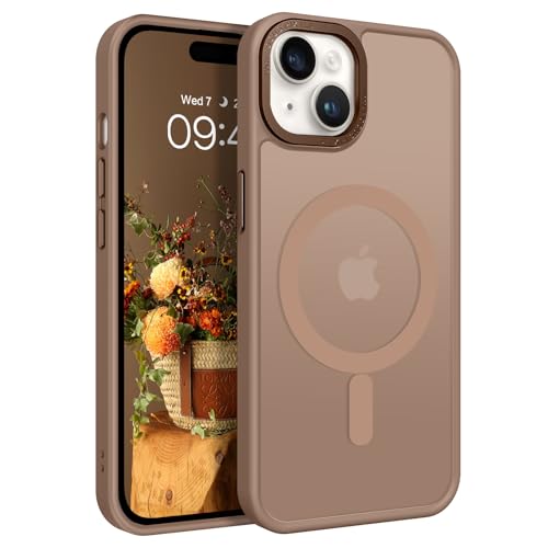 BENTOBEN Compatible with iPhone 15 Plus Case, Translucent Matte Slim Shockproof Magnetic Phone case [Compatible with MagSafe] Women Men Girl Boy Protective Cover for iPhone 15 Plus, Brown - Image 1