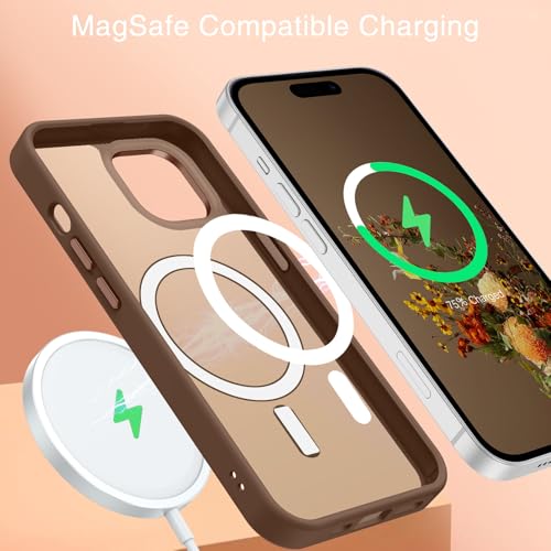 BENTOBEN Compatible with iPhone 15 Plus Case, Translucent Matte Slim Shockproof Magnetic Phone case [Compatible with MagSafe] Women Men Girl Boy Protective Cover for iPhone 15 Plus, Brown - Image 3