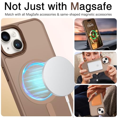 BENTOBEN Compatible with iPhone 15 Plus Case, Translucent Matte Slim Shockproof Magnetic Phone case [Compatible with MagSafe] Women Men Girl Boy Protective Cover for iPhone 15 Plus, Brown - Image 4