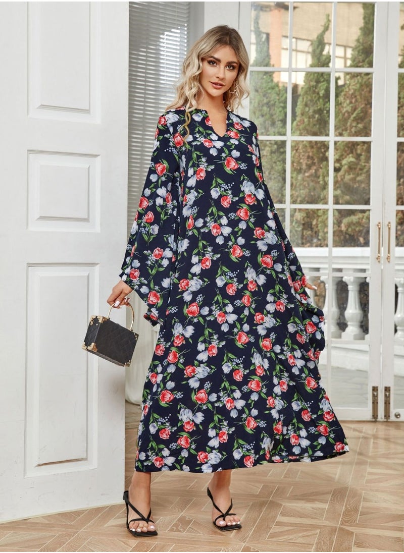 ShineShe Jalabiya Fashionable Printed Elegant Loose sleeve Robe, Shineshe Abaya  - Image 2