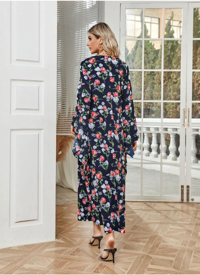 ShineShe Jalabiya Fashionable Printed Elegant Loose sleeve Robe, Shineshe Abaya  - Image 3