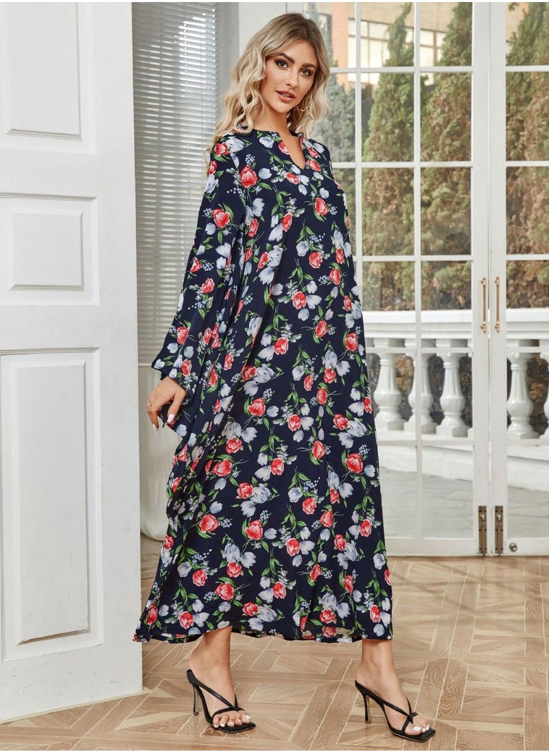 ShineShe Jalabiya Fashionable Printed Elegant Loose sleeve Robe, Shineshe Abaya  - Image 4