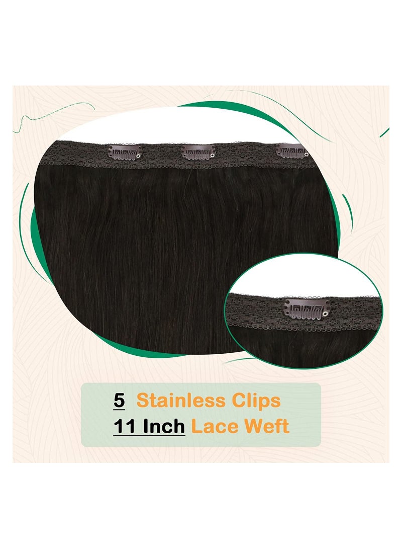 إستيل مشبك في وصلات الشعر شعر بشري وصلات شعر من قطعة واحدة مشبك في شعر بشري 70 جرام مع 5 مشابك 2 وصلات شعر بشري ريمي مشبك باللون البني الداكن - Image 3