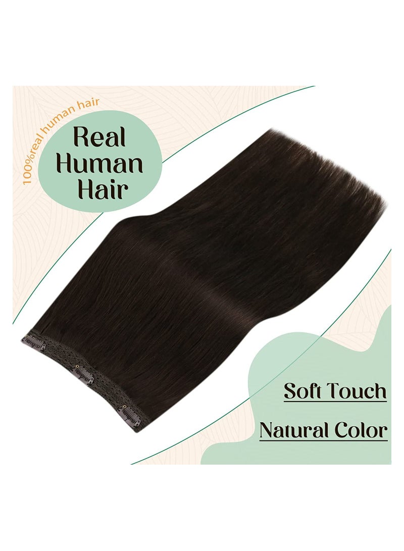 إستيل مشبك في وصلات الشعر شعر بشري وصلات شعر من قطعة واحدة مشبك في شعر بشري 70 جرام مع 5 مشابك 2 وصلات شعر بشري ريمي مشبك باللون البني الداكن - Image 4