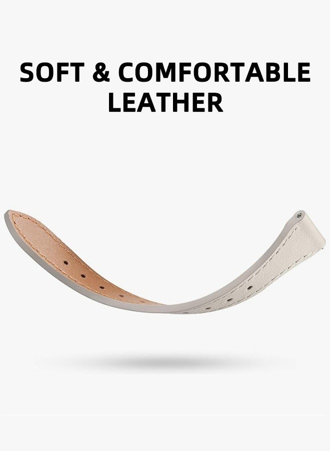 Ultra-Thin Leather Watch Strap, Compatible With Galaxy Watch 7 Strap/6 5 4 Fe 40mm 44mm/5 Pro 45mm/Classic/Galaxy Active 2, 20mm Genuine Leather Watch Strap With Quick Release Buckle, Suitable For Samsung Men'S And Women'S Watch Straps, White - Image 3