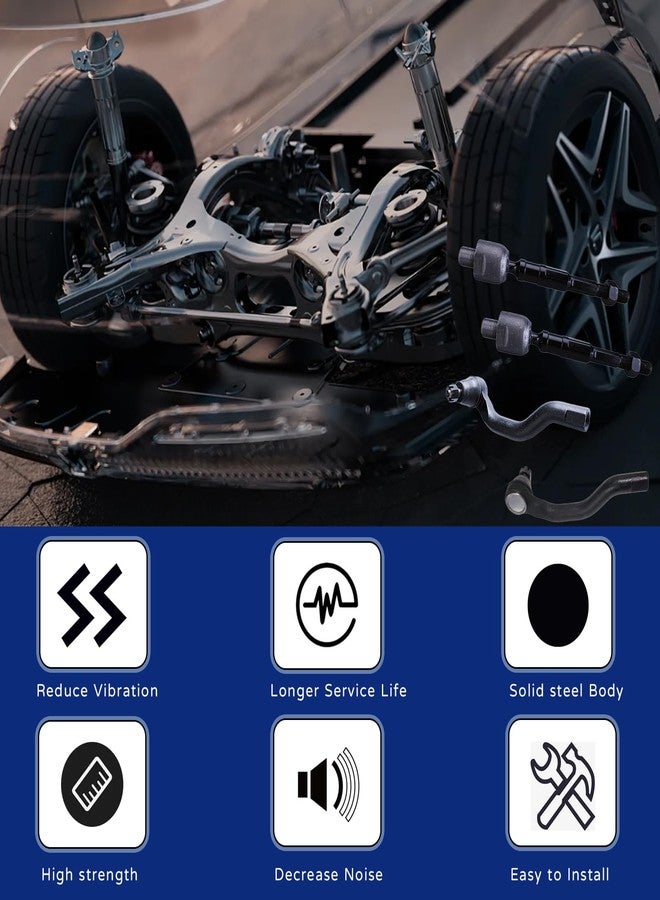 KFVF 4PC ES800239 ES800240 EV800246 Front Inner & Outer Tie Rod Ends Kit for Honda Civic 2006 2007 2008 2009 2010 2011 1.8L, Steering Tie Rod End Kit - Image 3