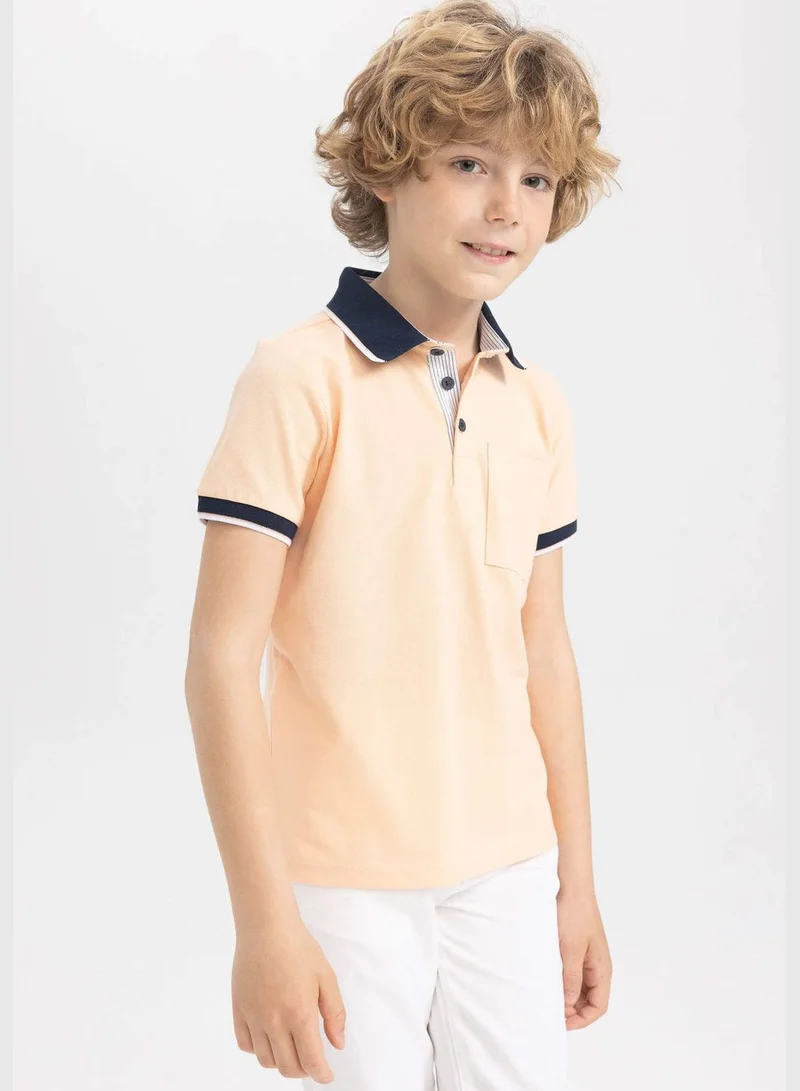 ديفاكتو Boy Knitted Short Sleeve Polo T-Shirt