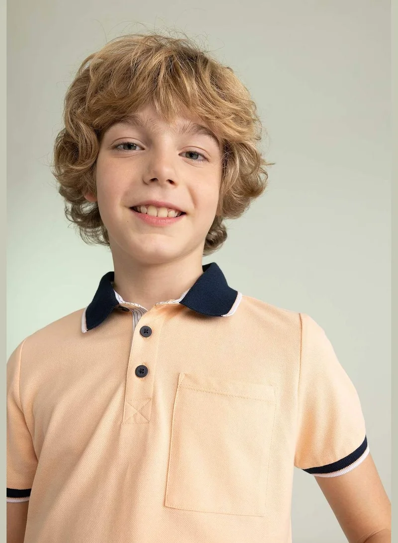 ديفاكتو Boy Knitted Short Sleeve Polo T-Shirt