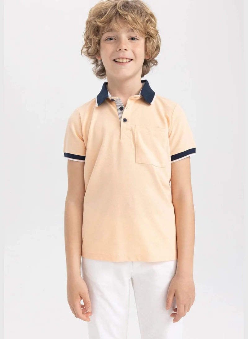 ديفاكتو Boy Knitted Short Sleeve Polo T-Shirt