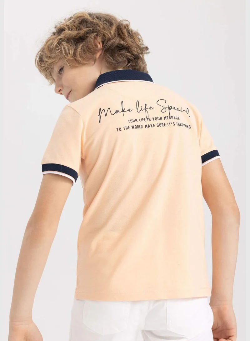 ديفاكتو Boy Knitted Short Sleeve Polo T-Shirt