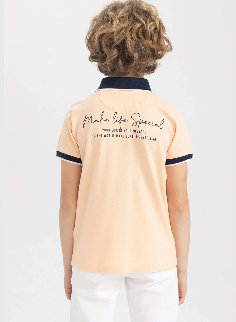 ديفاكتو Boy Knitted Short Sleeve Polo T-Shirt