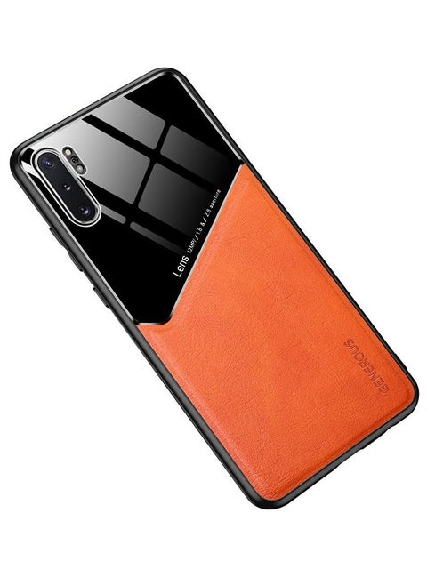 Case Leather Texture Car Magnetic Phone Cover For Samsung Galaxy Note 10 Plus_Orange