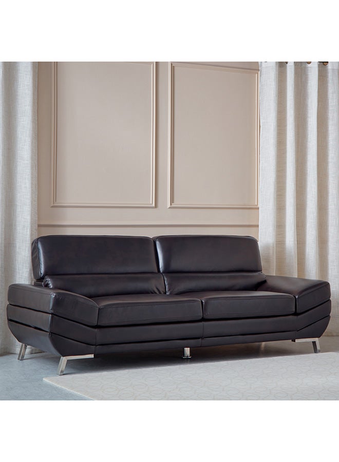 Home Box Salerno 3-Seater Faux Leather Sofa 88 x 85 x 184 cm Black - Image 1