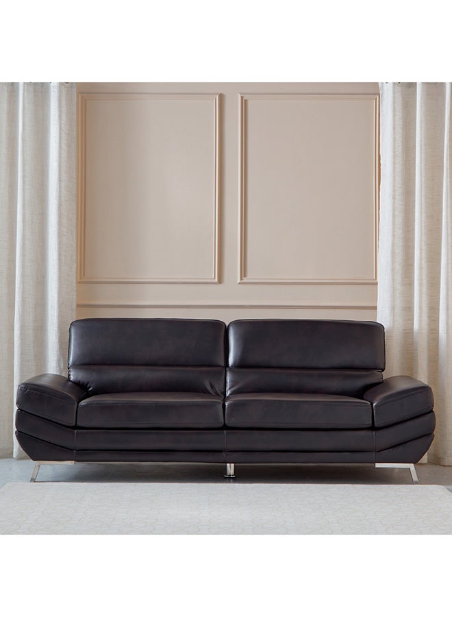 Home Box Salerno 3-Seater Faux Leather Sofa 88 x 85 x 184 cm Black - Image 2