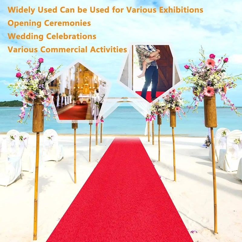هواهو إكسسوارات الزفاف في الممرات 2 مم سجاد السجاد عداء Red Aisle من أجل الخطوة وتكرار حفلات الأحداث والأحداث الداخلية أو الخارجية على ارتفاع 24 بوصة × 15 قدمًا - Image 4
