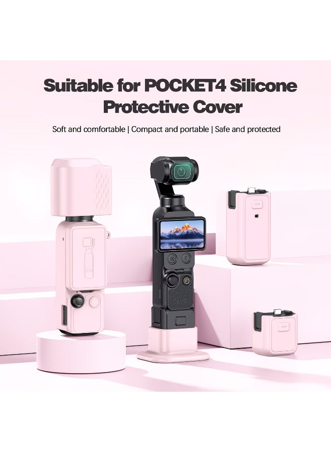 FUDIYA For DJI Osmo Pocket 4, soft silicone protective cover with scratch-resistant case for the camera(6-piece set), washable cover suitable for pocket camera accessory, protective cover compatible with DJI Osmo Pocket 4 (pink) - Image 1