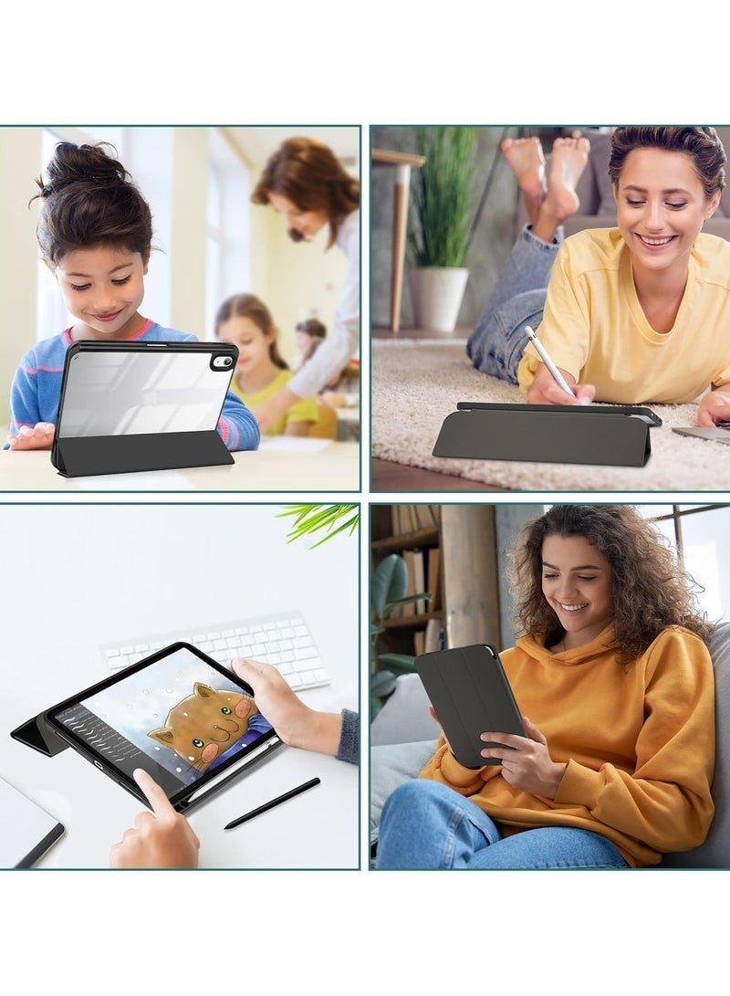 Bukela iPad 11th (A16, 2025) & 10.9 Inch 10th Gen Case with Pencil Holder 2022 Clear Transparent Back Shell Trifold Protective cover Shockproof Cover for 2022 iPad 10th Gen A2696 A2757 A2777 Black - Image 2