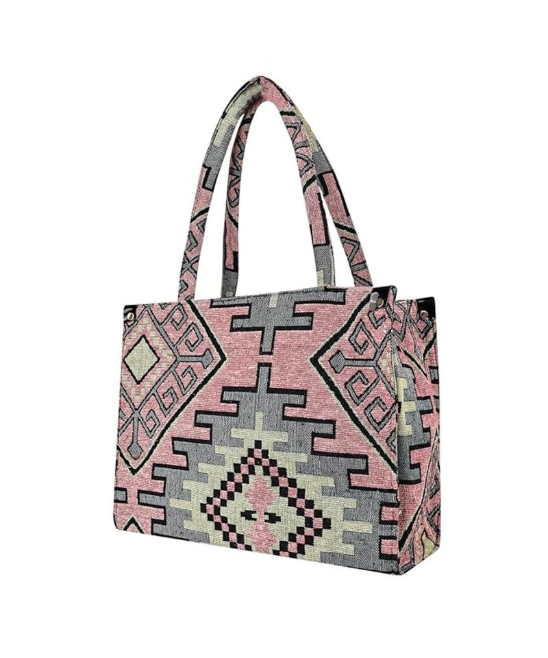 Glowic Totebag | 15 L capacity bag for office, casual and daily use | 1 big compartment and 1 small pocket with zipper clouser | Multicolor cotton fabric bag (Multicolor3) - Image 1